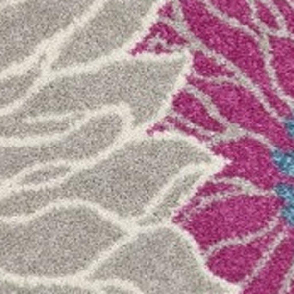 HomeRoots 5' Elevate Your Space with a Timeless Gray and Pink Floral Area Rug for Lasting Elegance and Style 5' Round 385426