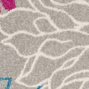 HomeRoots 5' Elevate Your Space with a Timeless Gray and Pink Floral Area Rug for Lasting Elegance and Style 7' x 10' 385427