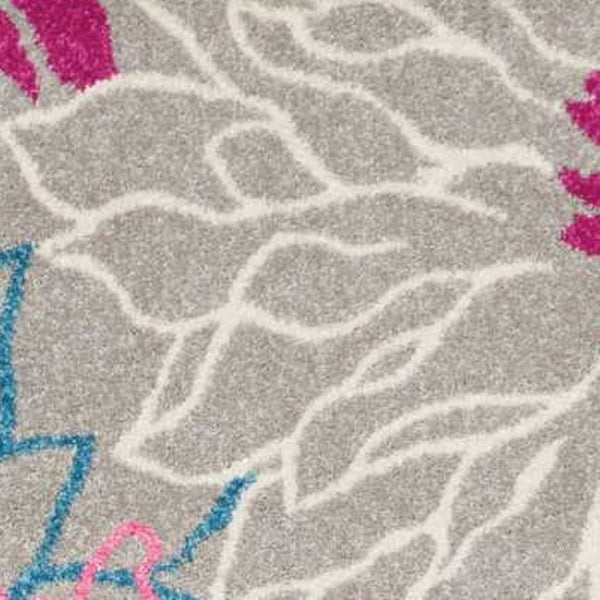 HomeRoots 5' Elevate Your Space with a Timeless Gray and Pink Floral Area Rug for Lasting Elegance and Style 7' x 10' 385427