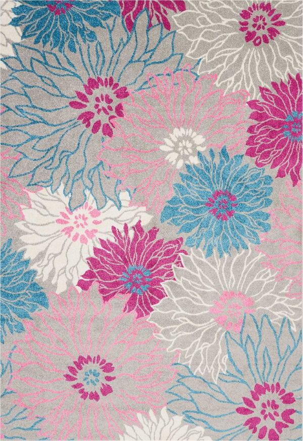HomeRoots 5' Elevate Your Space with a Timeless Gray and Pink Floral Area Rug for Lasting Elegance and Style 7' x 10' 385427