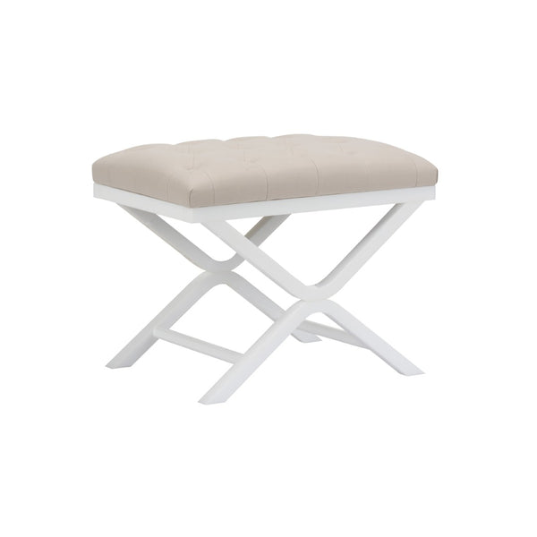 Chelsea House Soho Clear Acrylic Tufted Bench With White Muslin Seat By Bill Cain — Modern Vanity Stool, 19" H 385428
