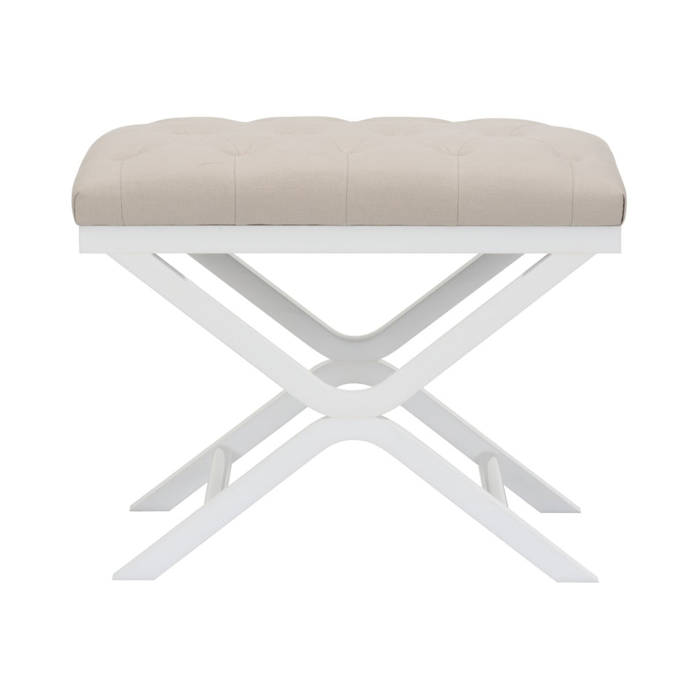 Chelsea House Soho Clear Acrylic Tufted Bench With White Muslin Seat By Bill Cain — Modern Vanity Stool, 19" H 385428
