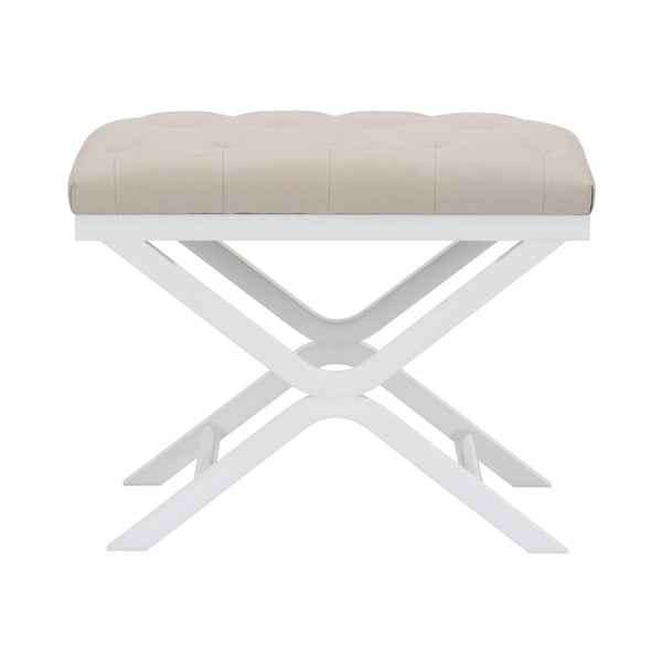 Chelsea House Soho Clear Acrylic Tufted Bench With White Muslin Seat By Bill Cain — Modern Vanity Stool, 19" H 385428