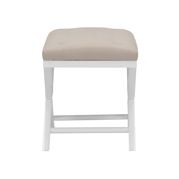 Chelsea House Soho Clear Acrylic Tufted Bench With White Muslin Seat By Bill Cain — Modern Vanity Stool, 19" H 385428