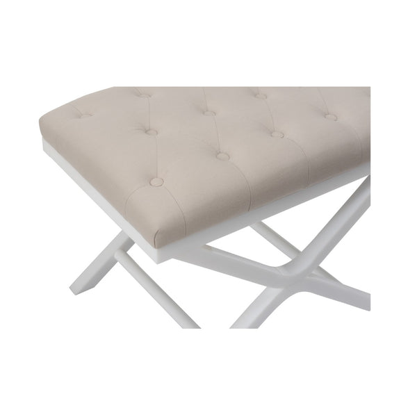 Chelsea House Soho Clear Acrylic Tufted Bench With White Muslin Seat By Bill Cain — Modern Vanity Stool, 19" H 385428