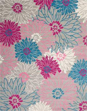 HomeRoots 5' Elevate Your Space with a Timeless Gray and Pink Floral Area Rug for Lasting Elegance and Style 8' x 10' 385428