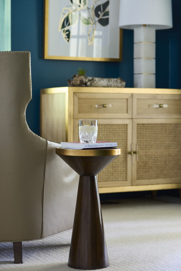 Chelsea House Petite Caned Buffet By Kristi Nelson — Natural Oak & Gold-Leaf Accents, Acrylic Brass Hardware, Chic Storage 385431