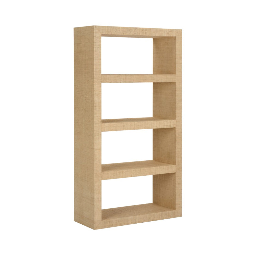 Chelsea House Raffia Open Shelving Bookcase With Natural Raffia Wrap, 75"H X 39.5"W X 16"D — Coastal Boho Storage 385438