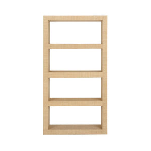 Chelsea House Raffia Open Shelving Bookcase With Natural Raffia Wrap, 75"H X 39.5"W X 16"D — Coastal Boho Storage 385438