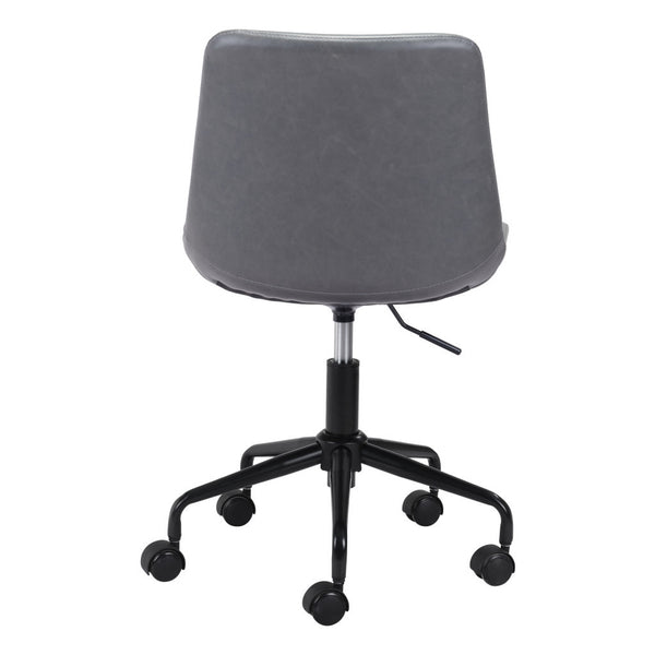 Homeroots Gray And Black Adjustable Swivel Faux Leather Rolling Office Chair  Steel 385444