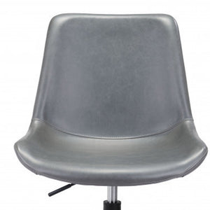 Homeroots Gray And Black Adjustable Swivel Faux Leather Rolling Office Chair  Steel 385444