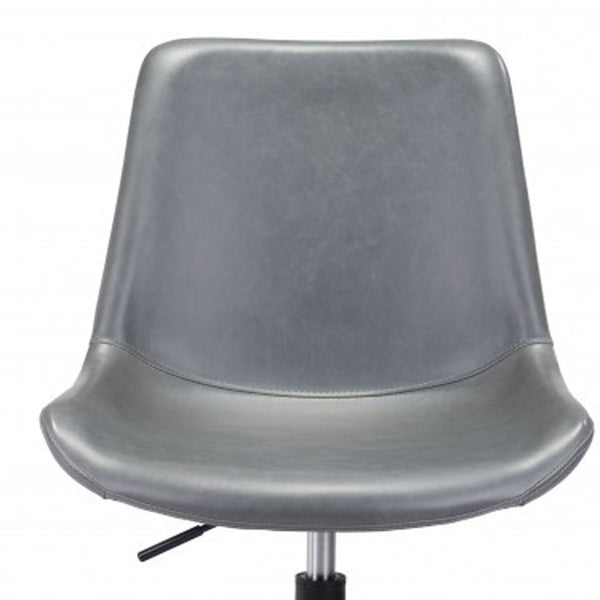 Homeroots Gray And Black Adjustable Swivel Faux Leather Rolling Office Chair  Steel 385444