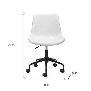 Homeroots White And Black Adjustable Swivel Faux Leather Rolling Office Chair  Steel 385445