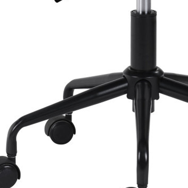 Homeroots White And Black Adjustable Swivel Faux Leather Rolling Office Chair  Steel 385445