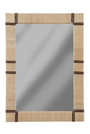 Chelsea House Newton 42" Mirror With Cream Abaca Rope-Wrapped Wood Frame — Handcrafted Organic Texture For Coastal, Boho, Modern DéCor 385450