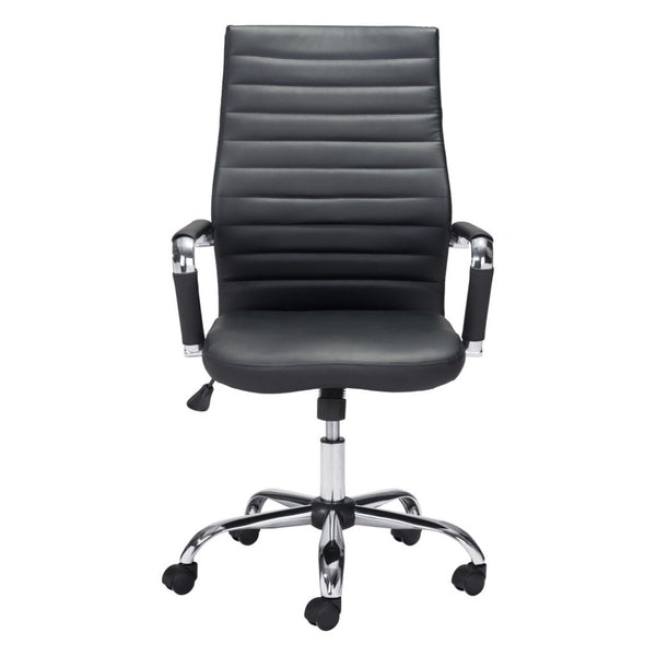 HomeRoots Silver Adjustable Swivel Office Chair - Modern Faux Leather Design with Comfort & Mobility Features 385450
