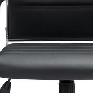 Homeroots Black And Silver Adjustable Swivel Faux Leather Rolling Conference Office Chair  Steel 385452
