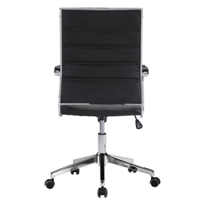 Homeroots Black And Silver Adjustable Swivel Faux Leather Rolling Conference Office Chair  Steel 385452