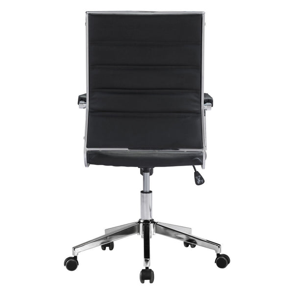 Homeroots Black And Silver Adjustable Swivel Faux Leather Rolling Conference Office Chair  Steel 385452