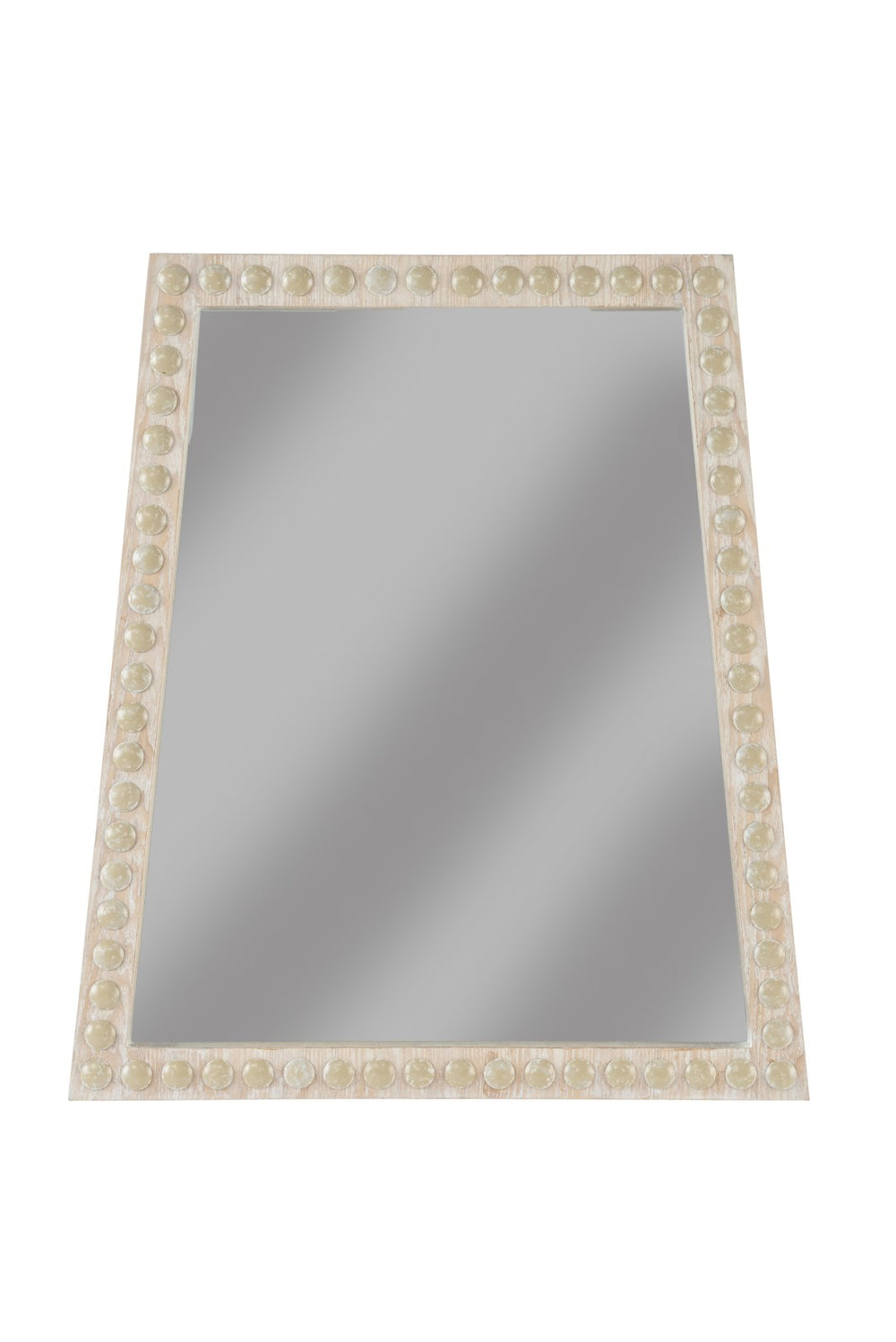 Chelsea House Trapezoid Mirror By Elizabeth Wicker — 32"X28" Whitewash Frame, Raised Molding, Timeless Brightening Accent 385458