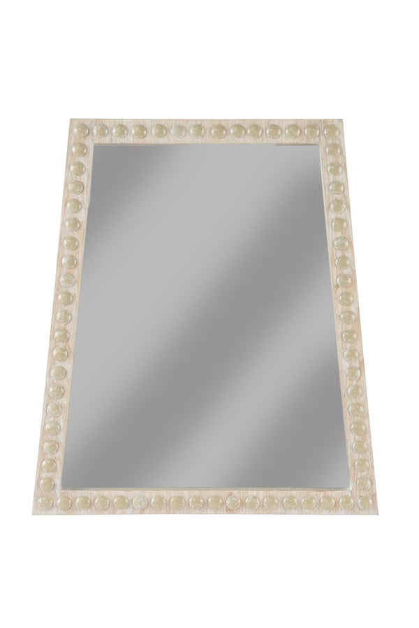 Chelsea House Trapezoid Mirror By Elizabeth Wicker — 32"X28" Whitewash Frame, Raised Molding, Timeless Brightening Accent 385458