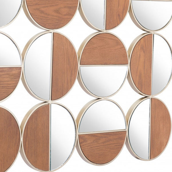 Homeroots Set Of Twelve Gold And Walnut Round Steel Framed Accent Mirror  Metal 385469