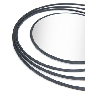 Homeroots 32" Black Concentric Circles Round Wall Mirror  Metal 385474