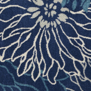 HomeRoots 5' Blue and Ivory Floral Area Rug - Timeless Elegance for Living Rooms & High-Traffic Spaces 5? x 7? 385479