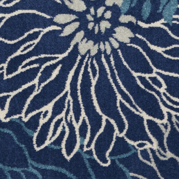 HomeRoots 5' Blue and Ivory Floral Area Rug - Timeless Elegance for Living Rooms & High-Traffic Spaces 5? x 7? 385479
