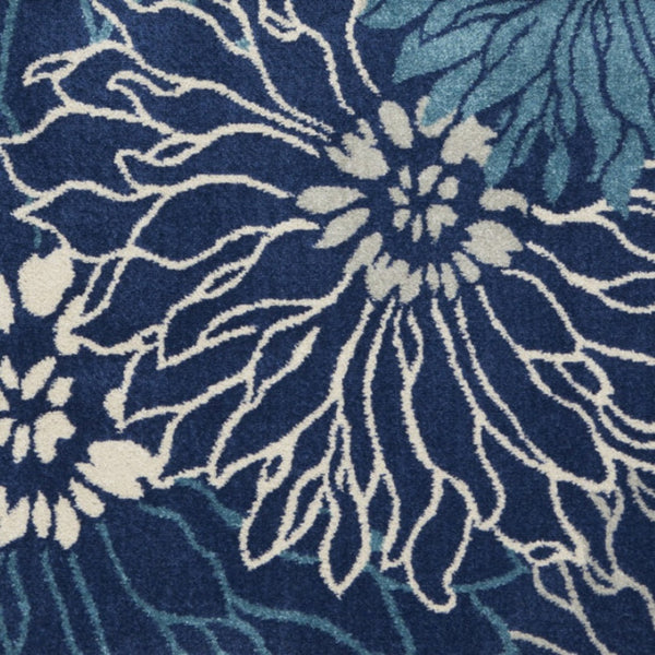 HomeRoots 5' Blue and Ivory Floral Area Rug - Timeless Elegance for Living Rooms & High-Traffic Spaces 5? x 7? 385479