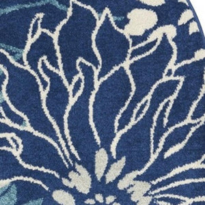 HomeRoots 5' Blue and Ivory Floral Area Rug - Timeless Elegance for Living Rooms & High-Traffic Spaces 5? Round 385480