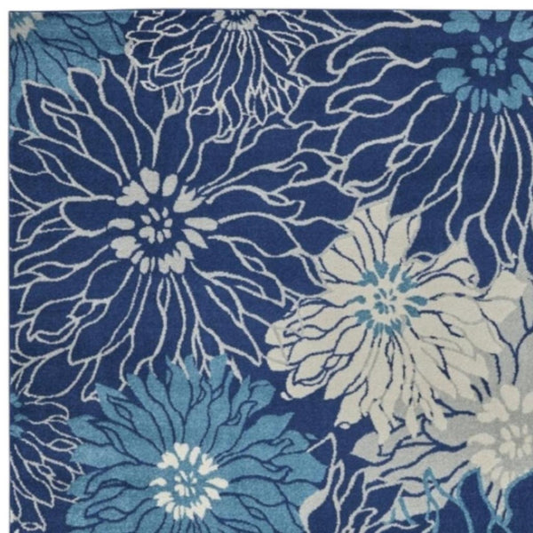 HomeRoots 5' Blue and Ivory Floral Area Rug - Timeless Elegance for Living Rooms & High-Traffic Spaces 7? x 10? 385481
