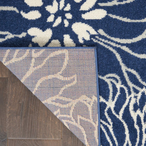 HomeRoots 5' Blue and Ivory Floral Area Rug - Timeless Elegance for Living Rooms & High-Traffic Spaces 7? x 10? 385481