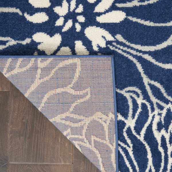 HomeRoots 5' Blue and Ivory Floral Area Rug - Timeless Elegance for Living Rooms & High-Traffic Spaces 7? x 10? 385481