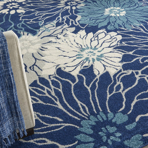 HomeRoots 5' Blue and Ivory Floral Area Rug - Timeless Elegance for Living Rooms & High-Traffic Spaces 7? x 10? 385481