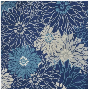 HomeRoots 5' Blue and Ivory Floral Area Rug - Timeless Elegance for Living Rooms & High-Traffic Spaces 8? x 10? 385482