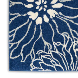 HomeRoots 5' Blue and Ivory Floral Area Rug - Timeless Elegance for Living Rooms & High-Traffic Spaces 8? x 10? 385482