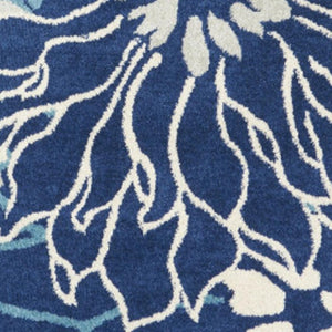 HomeRoots 5' Blue and Ivory Floral Area Rug - Timeless Elegance for Living Rooms & High-Traffic Spaces 8? Round 385483