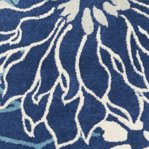 HomeRoots 5' Blue and Ivory Floral Area Rug - Timeless Elegance for Living Rooms & High-Traffic Spaces 8? Round 385483