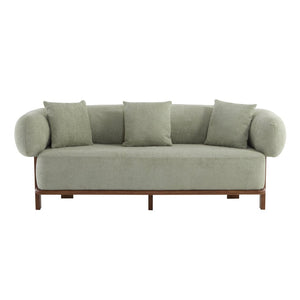 English Elm Round Arm Curved Sofa Plush Upholstered Mid-century Living Room Lounge Seating Light Green N771P270523L