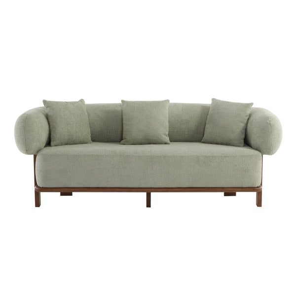 English Elm Round Arm Curved Sofa Plush Upholstered Mid-century Living Room Lounge Seating Light Green N771P270523L