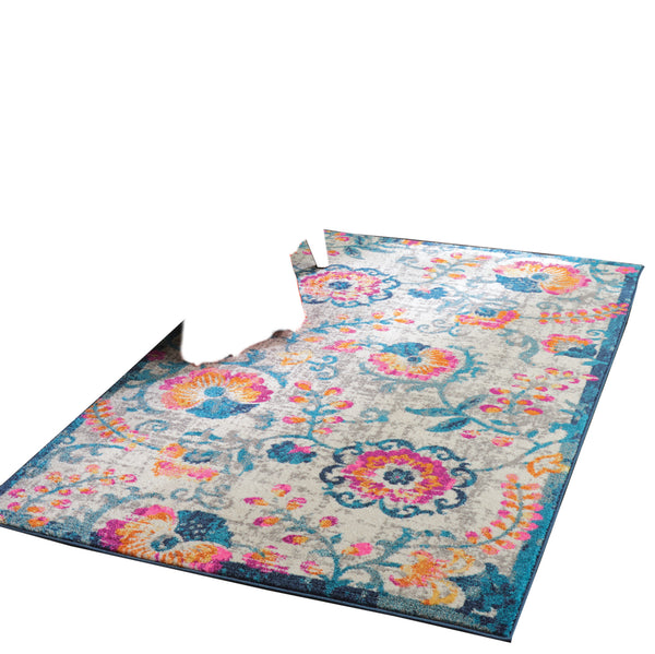 Homeroots 4' X 6' Ivory Floral Dhurrie Area Rug  Polypropylene 385487