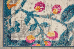 Homeroots 5' X 7' Ivory Floral Dhurrie Area Rug  Polypropylene 385488