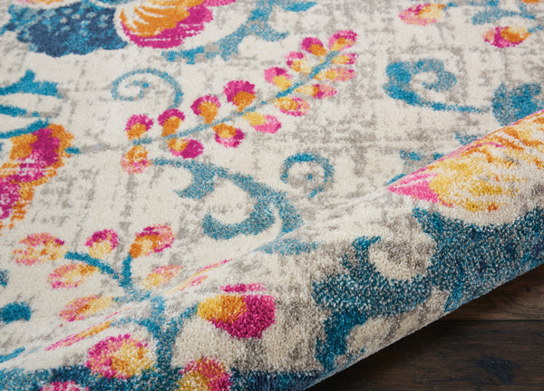 Homeroots 7' X 10' Ivory Floral Dhurrie Area Rug  Polypropylene 385489