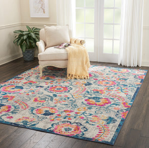 Homeroots 8' X 10' Ivory Floral Dhurrie Area Rug  Polypropylene 385490