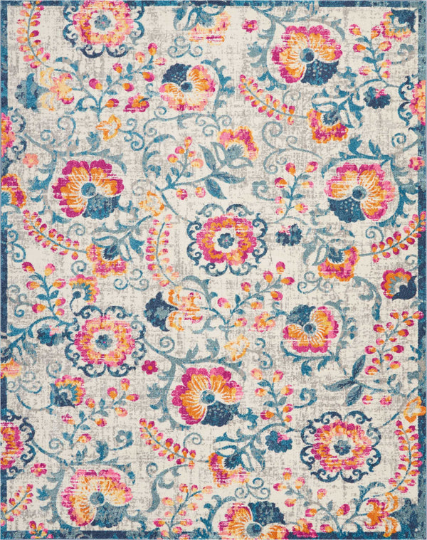 Homeroots 8' X 10' Ivory Floral Dhurrie Area Rug  Polypropylene 385490