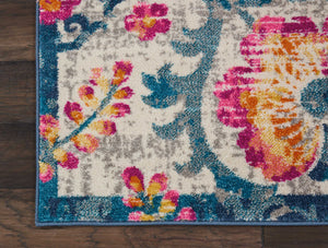 Homeroots 8' X 10' Ivory Floral Dhurrie Area Rug  Polypropylene 385490