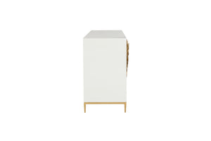 Chelsea House Branch Cabinet With Sculptural Gold Branch Pulls — Shayla Copas White Wood Buffet For Luxe Storage 385493