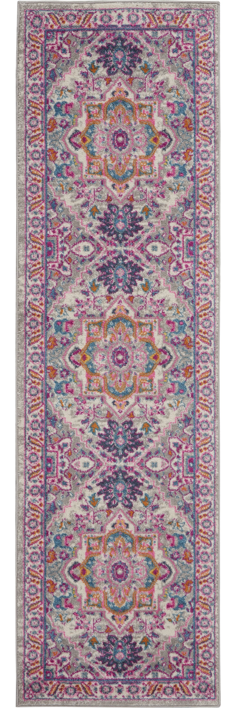 Homeroots 10' Pink And Gray Power Loom Runner Rug  Polypropylene 385493