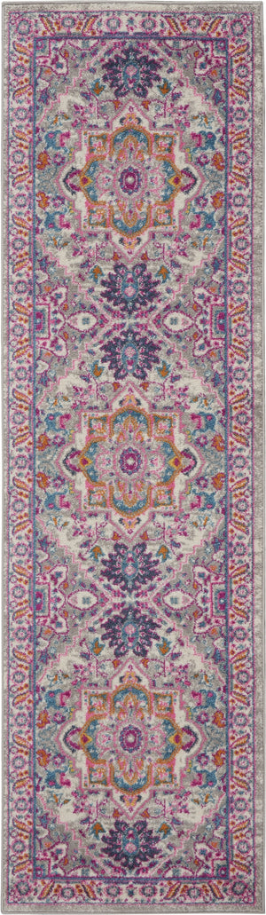 Homeroots 10' Pink And Gray Power Loom Runner Rug  Polypropylene 385493